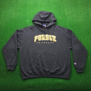 Purdue University Sweater Hoodie Mens 2XL Black Champion Pullover Fleece Casual